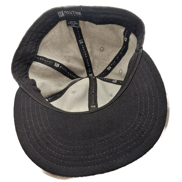Gray 7 1/4 Fitted Routine Baseball Hat Cap Men's Black Cross Baseball Bat Emblem - Picture 10 of 16